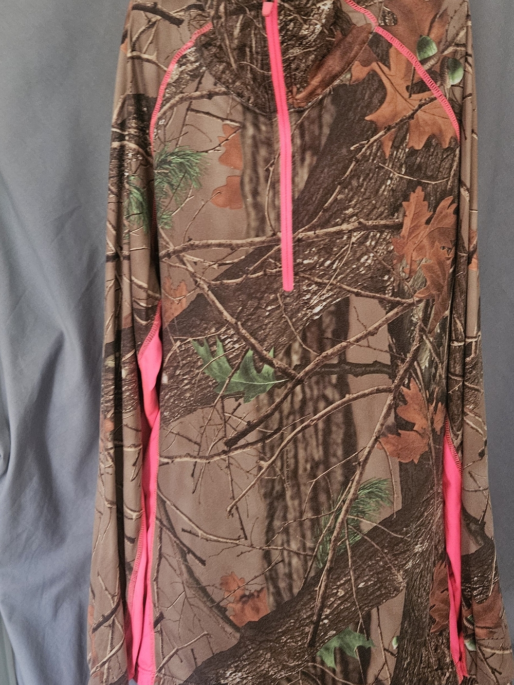 Camo Long-Sleeve Pullover with Pink Accents